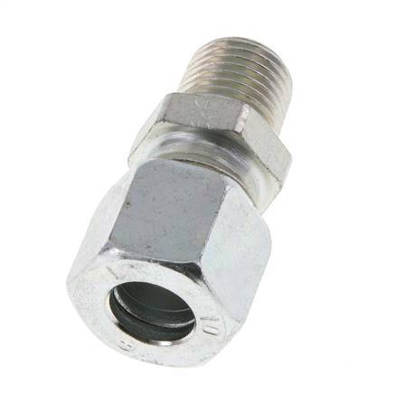 10L & R1/4'' Zink plated Steel Straight Cutting Fitting with Male Threads 315 bar ISO 8434-1 [2 Pieces]