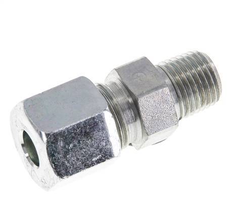 8S & R1/4'' Zink plated Steel Straight Cutting Fitting with Male Threads 630 bar ISO 8434-1 [2 Pieces]