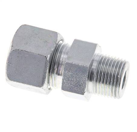 12S & R3/8'' Zink plated Steel Straight Cutting Fitting with Male Threads 630 bar ISO 8434-1 [2 Pieces]