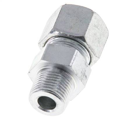 12S & R3/8'' Zink plated Steel Straight Cutting Fitting with Male Threads 630 bar ISO 8434-1 [2 Pieces]