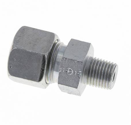 Racor de corte recto de acero galvanizado 12S y R1/4'' con rosca macho 630 bar ISO 8434-1
