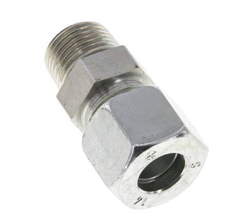 14S y R1/2'' Racor de corte recto de acero galvanizado con rosca macho 630 bar ISO 8434-1