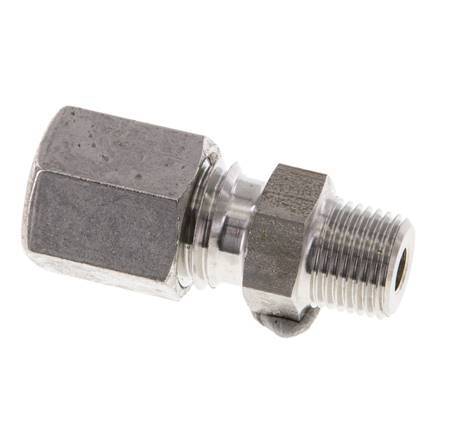 Racor de corte recto de acero inoxidable 6L y R1/8'' con rosca macho 315 bar ISO 8434-1