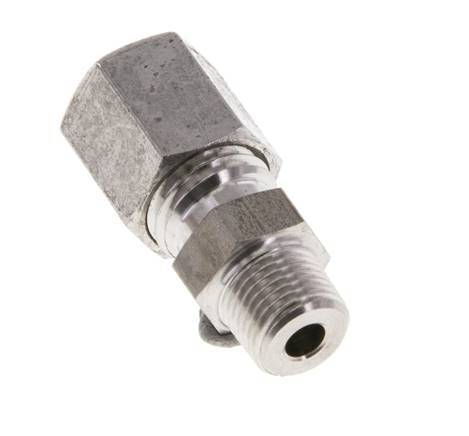 Racor de corte recto de acero inoxidable 6L y R1/8'' con rosca macho 315 bar ISO 8434-1