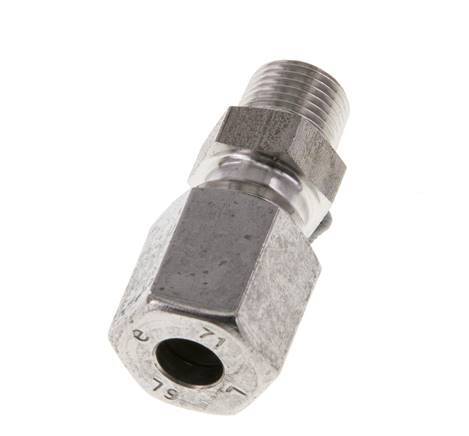 Racor de corte recto de acero inoxidable 6L y R1/8'' con rosca macho 315 bar ISO 8434-1