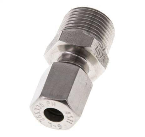 Accesorio de corte recto de acero inoxidable 6L y R3/8'' con rosca macho 315 bar ISO 8434-1