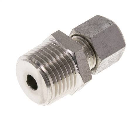 Racor de corte recto de acero inoxidable 8L y R1/2'' con rosca macho 315 bar ISO 8434-1