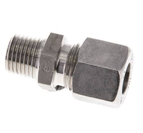 Racor de corte recto de acero inoxidable 10L y R1/4'' con rosca macho 315 bar ISO 8434-1