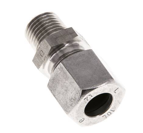 Racor de corte recto de acero inoxidable 10L y R1/4'' con rosca macho 315 bar ISO 8434-1