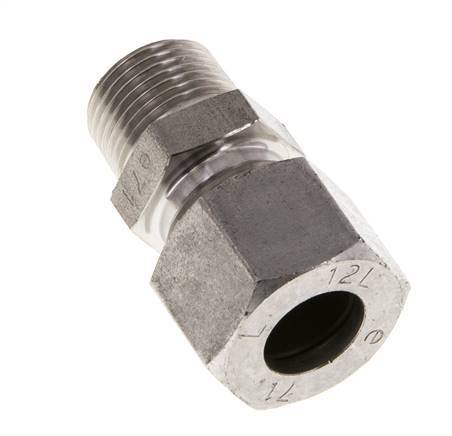 Racor de corte recto de acero inoxidable 12L y R3/8'' con rosca macho 315 bar ISO 8434-1