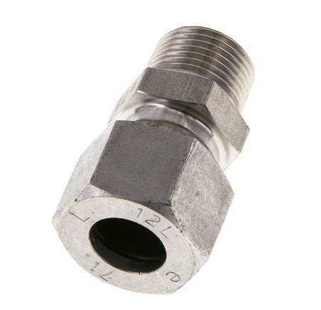 Racor de corte recto de acero inoxidable 12L y R3/8'' con rosca macho 315 bar ISO 8434-1