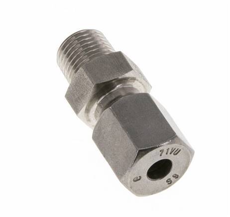 Accesorio de corte recto de acero inoxidable 6L y R1/4'' con rosca macho 630 bar ISO 8434-1