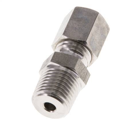 Racor de compresión recto de acero inoxidable 6L y R1/4'' con rosca macho 315 bar ISO 8434-1