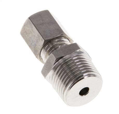 Racor de compresión recto de acero inoxidable 6L y R3/8'' con rosca macho 315 bar ISO 8434-1