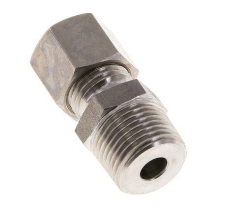 Racor de compresión recto de acero inoxidable 8L y R3/8'' con rosca macho 315 bar ISO 8434-1