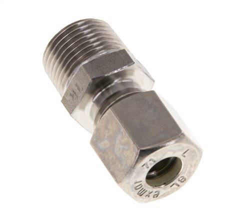 Racor de compresión recto de acero inoxidable 8L y R3/8'' con rosca macho 315 bar ISO 8434-1