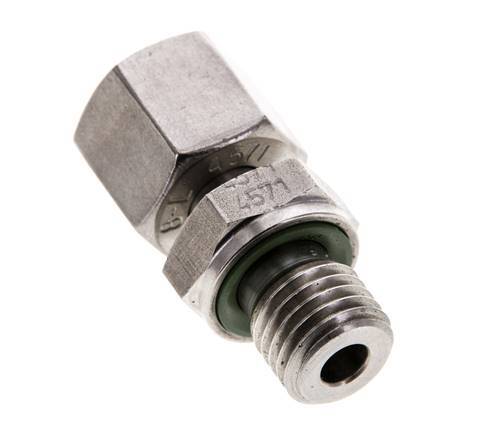 Rótula recta de acero inoxidable 8L y M12x1,5 con rosca macho 315 bar FKM ajustable ISO 8434-1