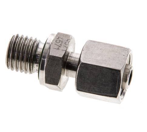 Rótula recta de acero inoxidable 8L y M12x1,5 con rosca macho 315 bar FKM ajustable ISO 8434-1