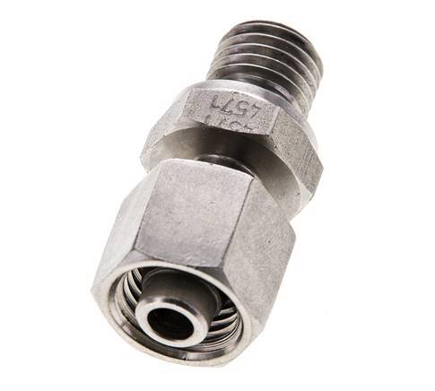 Rótula recta de acero inoxidable 8L y M12x1,5 con rosca macho 315 bar FKM ajustable ISO 8434-1
