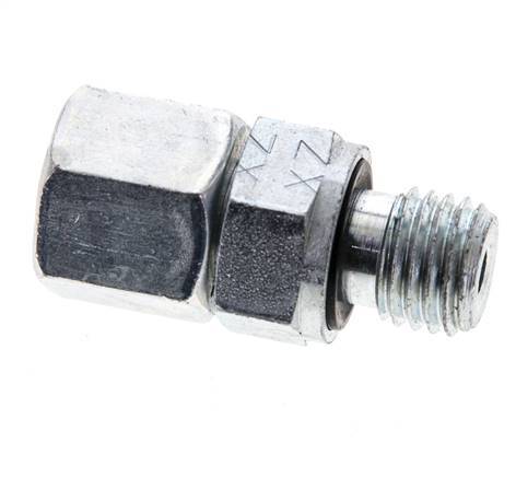 8L y M12x1,5 Acero cincado Giratorio recto con rosca macho 315 bar Junta tórica de NBR Cono de sellado ajustable ISO 8434-1
