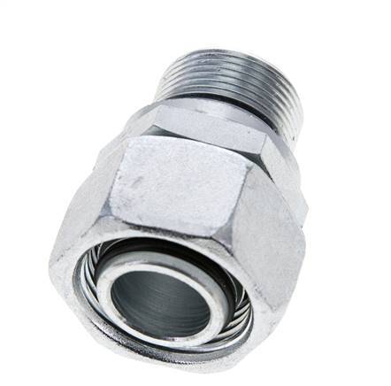 22L y M26x1,5 Acero zincado Giratorio recto con rosca macho 160 bar Junta tórica de NBR Cono de estanqueidad Ajustable ISO 8434-1