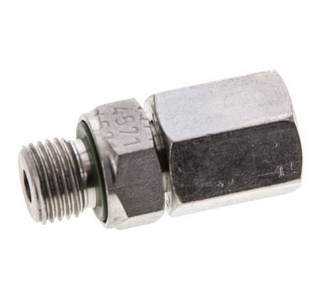 6L y M10x1 Acero inoxidable Giratorio recto con rosca macho 315 bar Junta tórica de FKM Cono de sellado ajustable ISO 8434-1