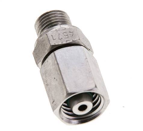 6L y M10x1 Acero inoxidable Giratorio recto con rosca macho 315 bar Junta tórica de FKM Cono de sellado ajustable ISO 8434-1