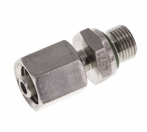 Rótula recta de acero inoxidable 6L y G1/8'' con rosca macho 315 bar FKM ajustable ISO 8434-1