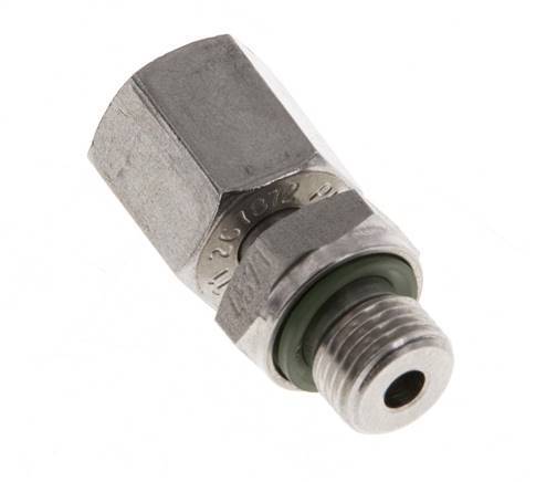 Rótula recta de acero inoxidable 6L y G1/8'' con rosca macho 315 bar FKM ajustable ISO 8434-1
