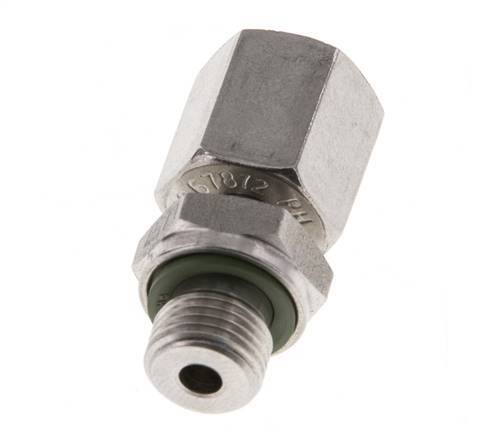 Rótula recta de acero inoxidable 6L y G1/8'' con rosca macho 315 bar FKM ajustable ISO 8434-1