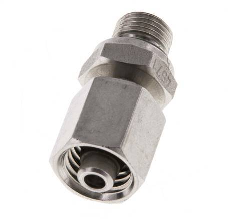 Rótula recta de acero inoxidable 6L y G1/8'' con rosca macho 315 bar FKM ajustable ISO 8434-1