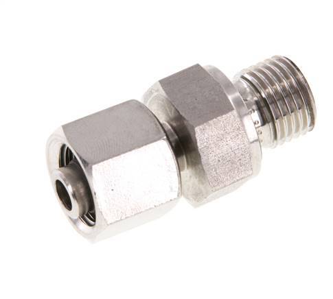 Rótula recta de acero inoxidable de 8L y G1/4'' con rosca macho 315 bar FKM ajustable ISO 8434-1