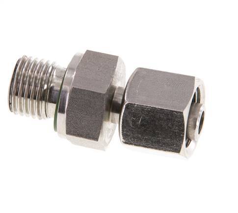 Rótula recta de acero inoxidable de 8L y G1/4'' con rosca macho 315 bar FKM ajustable ISO 8434-1