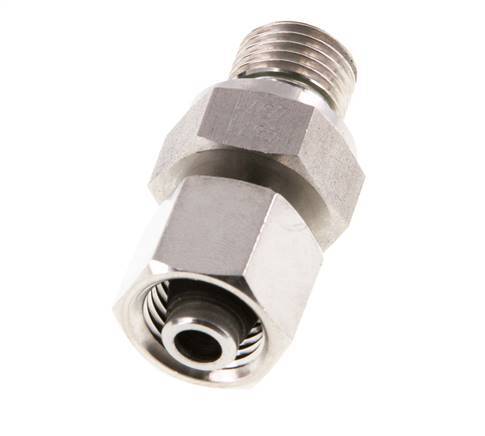 Rótula recta de acero inoxidable de 8L y G1/4'' con rosca macho 315 bar FKM ajustable ISO 8434-1