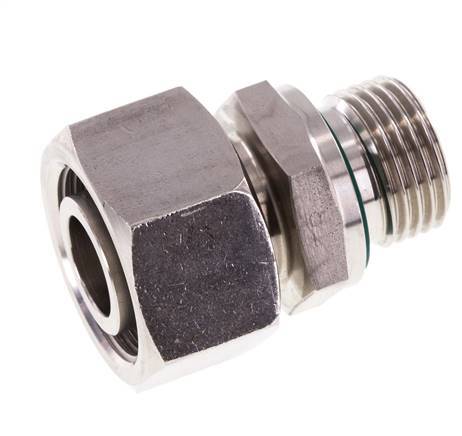 Rótula recta de acero inoxidable 18L y G1/2'' con rosca macho 315 bar FKM ajustable ISO 8434-1