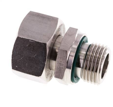 Rótula recta de acero inoxidable 18L y G1/2'' con rosca macho 315 bar FKM ajustable ISO 8434-1