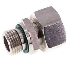 Rótula recta de acero inoxidable 18L y G1/2'' con rosca macho 315 bar FKM ajustable ISO 8434-1