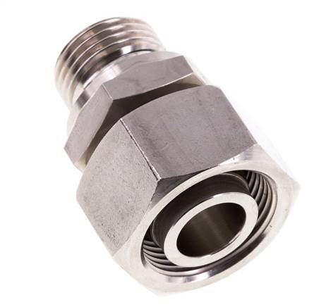 Rótula recta de acero inoxidable 18L y G1/2'' con rosca macho 315 bar FKM ajustable ISO 8434-1
