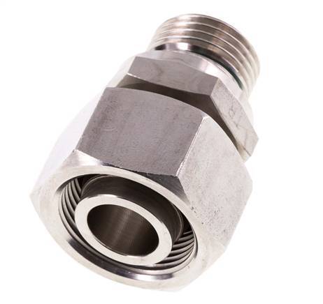 Rótula recta de acero inoxidable 18L y G1/2'' con rosca macho 315 bar FKM ajustable ISO 8434-1