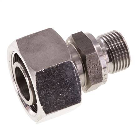 Rótula recta de acero inoxidable 18L y G3/8'' con rosca macho 315 bar FKM ajustable ISO 8434-1
