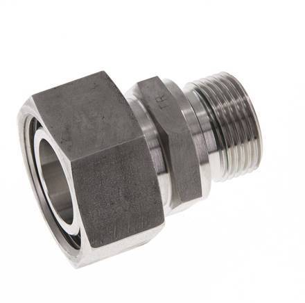 Rótula recta de acero inoxidable 28L y G3/4'' con rosca macho 160 bar FKM ajustable ISO 8434-1