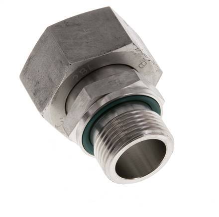 Rótula recta de acero inoxidable 28L y G3/4'' con rosca macho 160 bar FKM ajustable ISO 8434-1