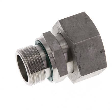 Rótula recta de acero inoxidable 28L y G3/4'' con rosca macho 160 bar FKM ajustable ISO 8434-1