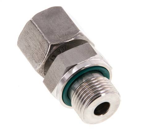 10S y G3/8'' Eslabón giratorio recto de acero inoxidable con rosca macho 630 bar FKM ajustable ISO 8434-1