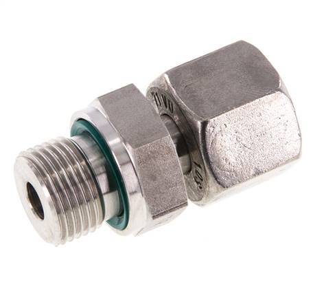 10S y G3/8'' Eslabón giratorio recto de acero inoxidable con rosca macho 630 bar FKM ajustable ISO 8434-1