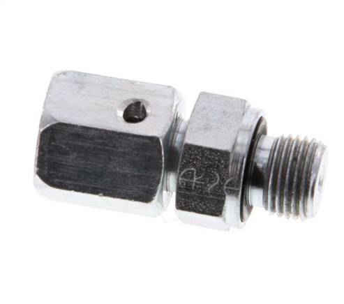 6L & G1/8'' Zink plated Steel Straight Swivel with Male Threads 315 bar NBR O-ring Sealing Cone Adjustable ISO 8434-1 [2 Pieces]