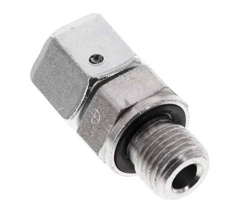 10L&G1/4'' Zink plated Steel Straight Swivel with Male Threads 315 bar NBR O-ring Sealing Cone Adjustable ISO 8434-1 [2 Pieces]