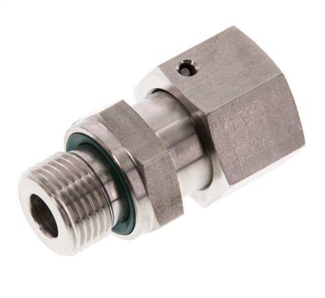 12S y G3/8'' Rótula recta de acero inoxidable con rosca macho 630 bar Junta tórica de FKM Cono de sellado ajustable ISO 8434-1