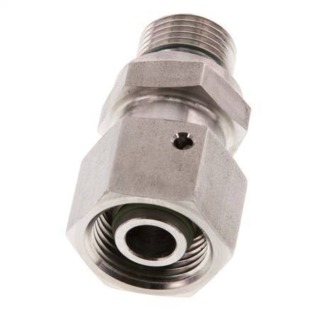 12S y G3/8'' Rótula recta de acero inoxidable con rosca macho 630 bar Junta tórica de FKM Cono de sellado ajustable ISO 8434-1