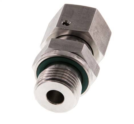 14S y G1/2'' Rótula recta de acero inoxidable con rosca macho 630 bar Junta tórica de FKM Cono de sellado ajustable ISO 8434-1